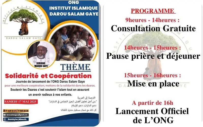 cérémonie officielle de lancement de l’ONG DAROU SALAM GAYE